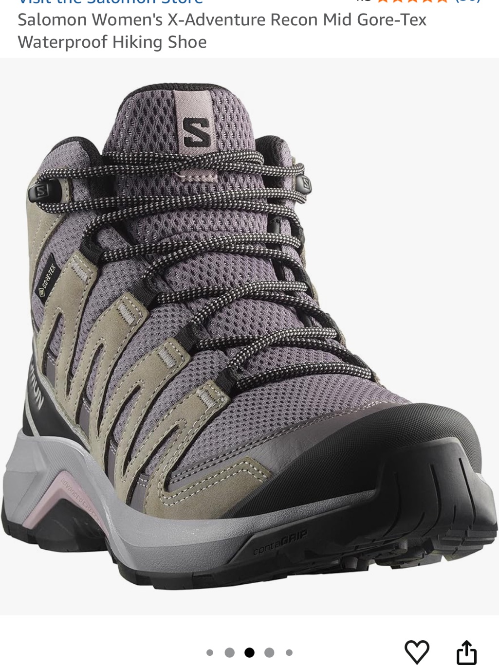Salomon Women's Purple Taupe Lace-Up Mid Hiking Boots — image 2 of 5